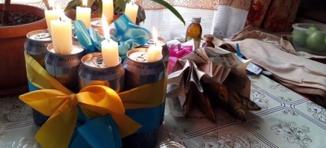 Букет из рыбы и тортик из пива